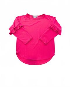 Туника с оборками на рукавах для девочек цвета фуксии Les Tout Petits, фуксия