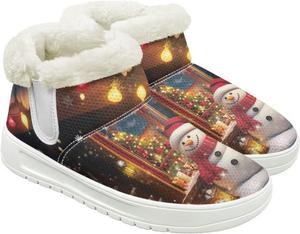 Зимние женские ботильоны на низком каблуке, широкая посадка, с удобной посадкой, теплые зимние ботинки для женщин Qoiuvncy, Snowmen