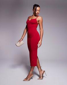 Платье мидакси Oh Polly Carwen в форме сердца с открытой спиной красного цвета