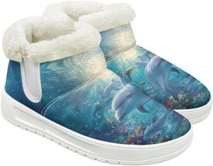 Женские зимние ботинки до щиколотки с искусственным мехом, теплые зимние обувь для модных образов Fuojuvelie, Dolphin