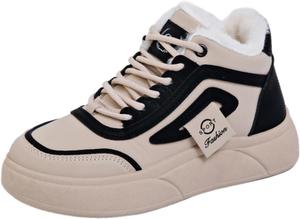 Женские массивные кроссовки-башмачки с искусственным мехом, на 2-дюймовой подошве, пушистые мягкие теплые зимние ботинки для снега GBGRHM, Beige & Khaki