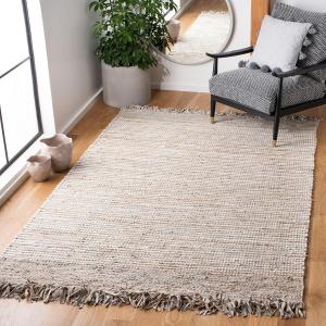 SAFAVIEH Vintage Leather Collection ковер, 183 x 275 см, бежевый и разноцветный, ручной работы бохо с бахромой из кожи, идеально для помещений с высокой проходимостью в гостиной, спальне (VTL373B)