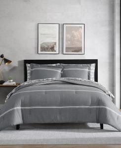 Комплект постельного белья из микрофибры с узором шеврон и полоски, 5 предметов, размер Twin Eddie Bauer, White, Gray