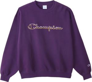 Мужская толстовка Champion C3-C010, с длинным рукавом, 100% хлопок, вышитый логотип, круглый вырез, в спортивном стиле, темно-фиолетовый