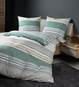 Комплект постельного белья Janine Design из тонкой фланели DAVOS 65169, зеленый, размер 155x200+80x80 Original Janine