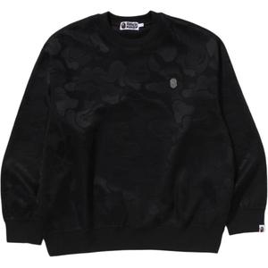 Bape Solid Camo Jacquard однотонный расслабленный свитшот A BATHING APE, черный