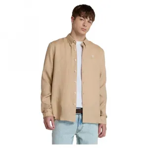 Льняная рубашка с длинным рукавом Timberland Mill Brook, бежевый