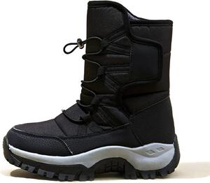 Зимние женские теплые сапоги для снега с застежкой-липучкой, удобным круглым носком, водонепроницаемые, противоскользящие, с шнурком, средние по голени для альпинизма, путешествий и кемпинга FIFILAPIN, Black