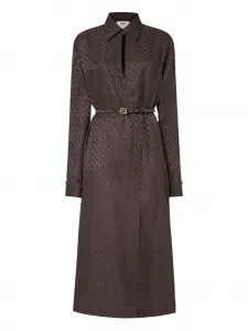 Жаккардовое платье с поясом FENDI, коричневый