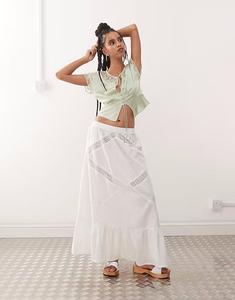 Юбка макси в стиле вестерн с вышивкой COLLUSION белого цвета