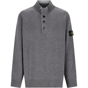 Stone Island Мужской свитер серого цвета с воротником-стойкой средней высоты