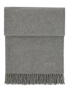 Шарф с вышитым логотипом и бахромой A.P.C., серый