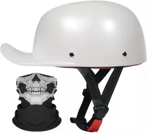 Мотоциклетный полушлем-бейсболка, одобренный ECE, с защитой лица, быстросъемной кнопкой, ретро-дизайн, удлиненный козырек, размеры S-XL (55-62 см) HHSDB, 2