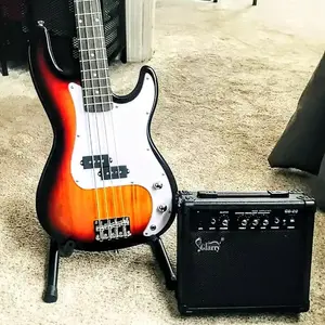Unmarked "F Word" Bass P Sunburst +Amp +Усилитель! Электрическая бас-гитара Glarry P Style + Гриф из палисандра + Мягкий чехол/сумка + Ремень + Кабель + Медиация!