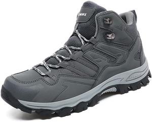 Мужские и женские кожаные водонепроницаемые походные ботинки HuayoRong, легкая обувь для прогулок на открытом воздухе, дышащие замшевые ботинки для походов, треккинга, кемпинга и альпинизма. Легкие и прочные, серый