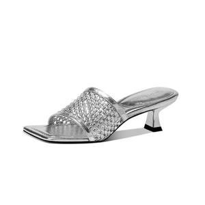 JESSICA SOPHIA Серебряные женские противоскользящие шлепанцы с резиновой износостойкой подошвой, цвет Silver