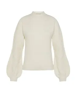 Пуловер из эластичной шерсти мериноса, имитирующий эффект толстовки. Momoni, бежевый