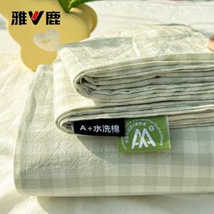 Yalu Простыня 230х250 см из мытого хлопка класса А, цвет светлый зеленый в клетку