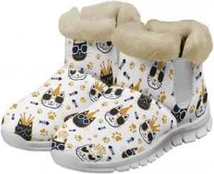 Женские зимние ботинки Jeiento с мехом, уютные и пушистые, для ходьбы, теплые, зимние, на низком каблуке, с противоскользящей подошвой, утепленные, плоские, Crown Cat