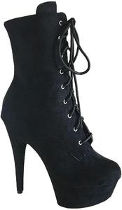 Женские ботильоны denova с очень высоким каблуком 6 дюймов, платформой для танцев на пилоне Denova's, Black Suede