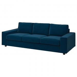 3-местный диван VIMLE IKEA, цвет with wide armrests/djuparp dark green-blue