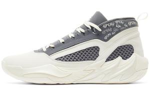 Баскетбольные кроссовки мужские высокие парусиновые белые/серые Peak