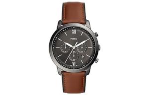 FOSSIL Часы Noytra Collection, кварцевый механизм, кожаный ремешок, черный циферблат, 44 мм, мужские