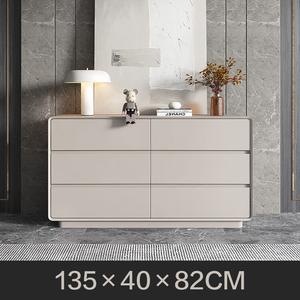 Yu Senyi Комод 135×40×82 см для спальни из массива дерева, 6 ящиков, цвет молочный чай