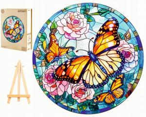 Пазл Деревянные Бабочки 280 Штук Витражи Бабочки В Деревянной Коробке Pasjo24
