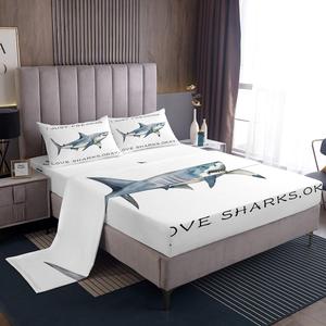 Erosebridal Комплект постельного белья Shark с морскими животными для детей, Blue White