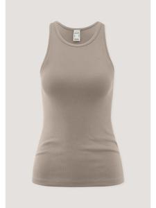 Hessnatur Топ в рубчик с высоким воротником, миндально-коричневого цвета