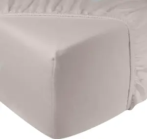 Простыня на резинке Jersey 180 x 200 см - 100% хлопок - Простыня на резинке - Карман 25 см - Светло-бежевый DoubleDry