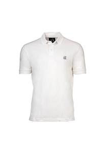Рубашка поло - воротник с пуговицами хлопковый пике однотонный Armani Exchange, белый