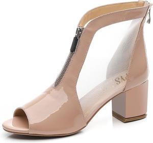 Женские летние ботильоны FYS с дышащей сеткой, открытым носком, ремешком на щиколотке, средним устойчивым каблуком, вырезами и застежкой-молнией, размер 4-15 US, Khaki