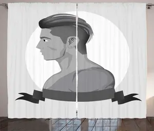 Штора ABAKUHAUS "Young Man Rustic", оттенки серого - "Bearless Boy", универсальная ленточная штора для гостиной с петлями и крючками, 280 x 225 см, темно-серый, светло-серый Abakuhaus