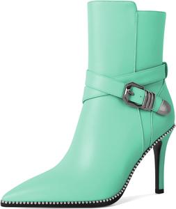 Ботильоны Zamikoo для женщин, высокие каблуки-стилеты, заостренный носок, украшены бусинами, осенние короткие ботинки с пряжкой, перекрестным ремешком и боковой молнией