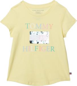 Футболка с короткими рукавами Tommy Hilfiger для девочек с рисунком из пайеток, Lemonade Flag