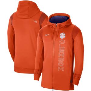 Мужская оранжевая толстовка с молнией во всю длину Clemson Tigers 2021 Sideline Performance Nike