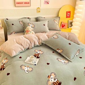 Luolai Home Пододеяльник 150х200 см, вельвет, утолщенный, с принтом Happy Little Elephant