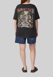 Футболка QS Print T-shirt, Schwarz/Dark Grey