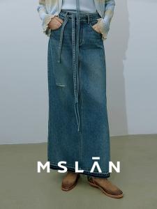 Юбка джинсовая MSlan потертая, черный