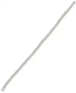 Теннисный браслет с тонкими кристаллами и раскладывающейся застежкой Anne Klein, silver