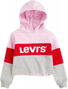 Толстовка с капюшоном Levi's для девочек с высокой талией, Pink Lady/Grey