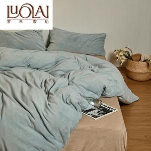 LUOLAI HOME Комплект постельного белья 4 предмета, простыня 180 см, цвет светло-сине-серый