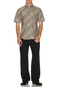 Топ Short Sleeve Bias Check Slim Fit Shirt Burberry, Mauve Grey IP Check