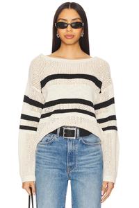 Свитер с открытой вязкой и спортивными полосами Sanctuary, eco natural & black stripe