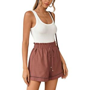 Женские шорты бохо с присборенной талией и шнурком Clearflower, Brown