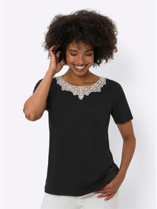 Рубашка с короткими рукавами черного и бежевого цветов Heine