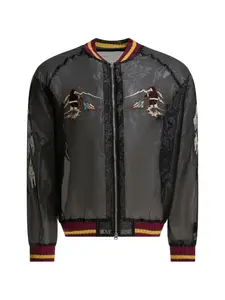 Пальто на молнии с вышивкой Kapital, черный