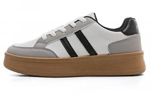 Кеды, скейтборд обувь женская низкая Renben, бежевый/черный